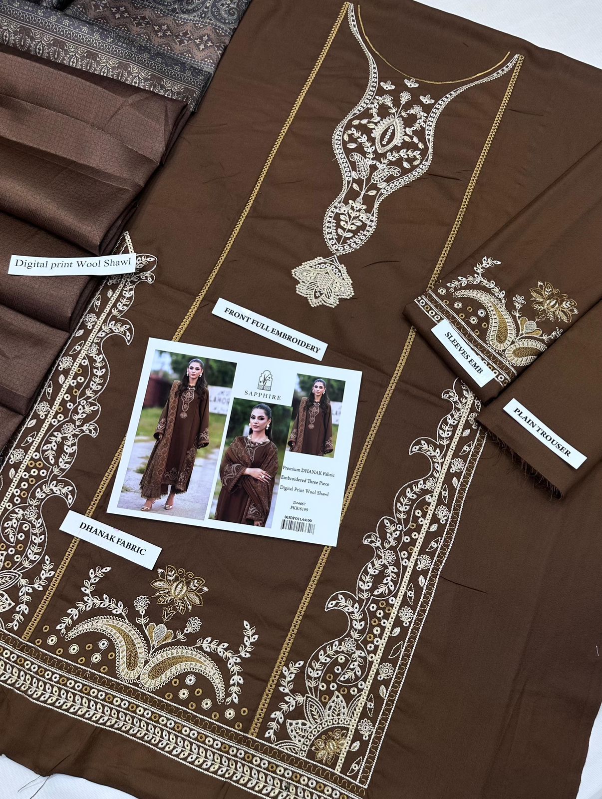 Heavy Embroidered Winter 3 piece suit