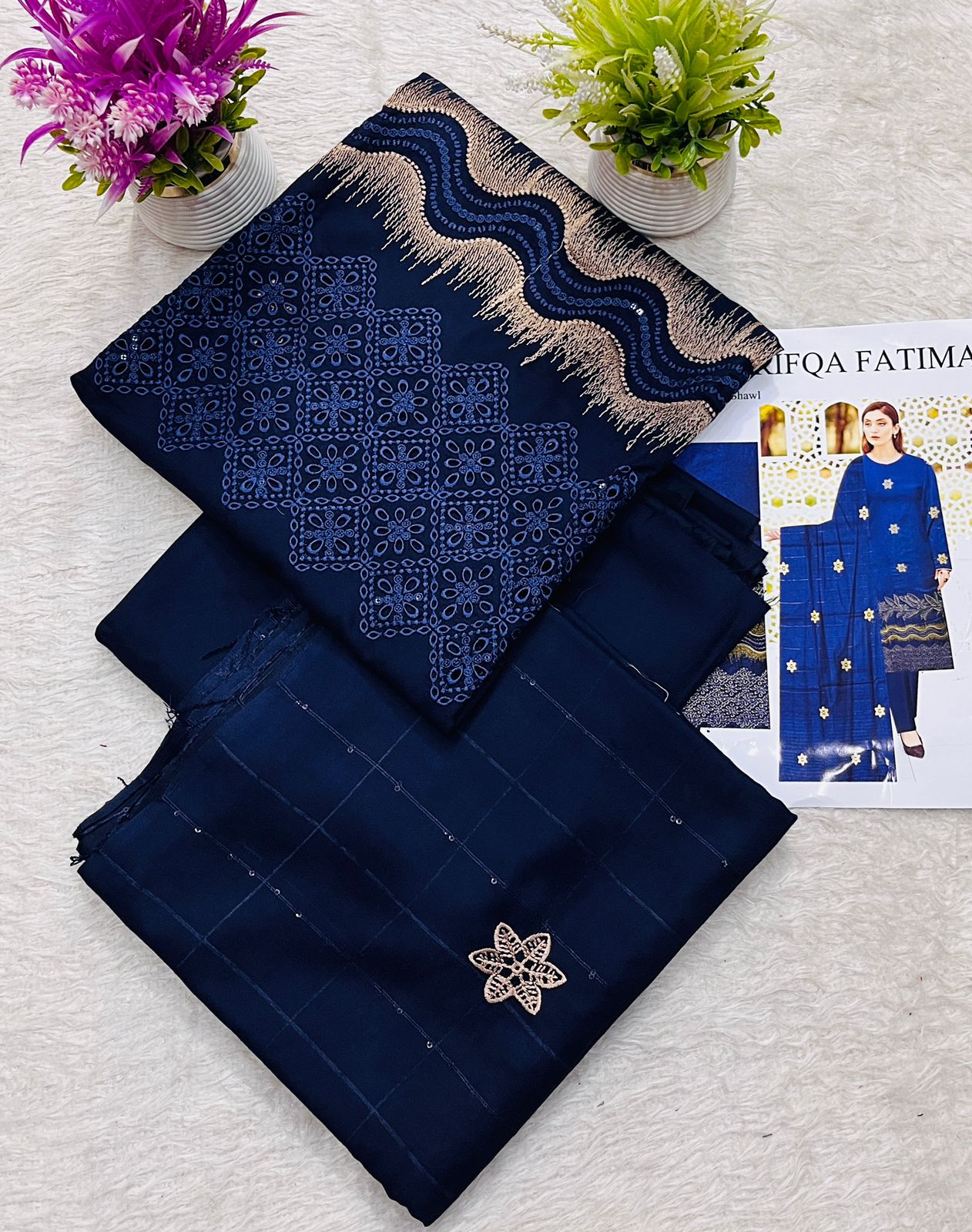 Dhanak Embroidered Winter Suit – 3 Piece