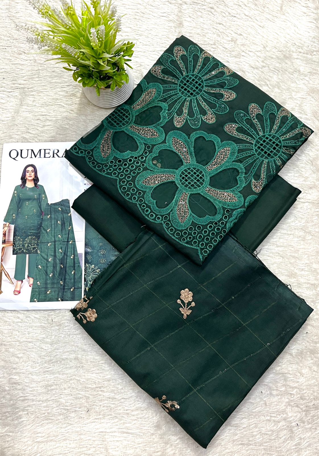 Dhanak Embroidered Winter Suit – 3 Piece