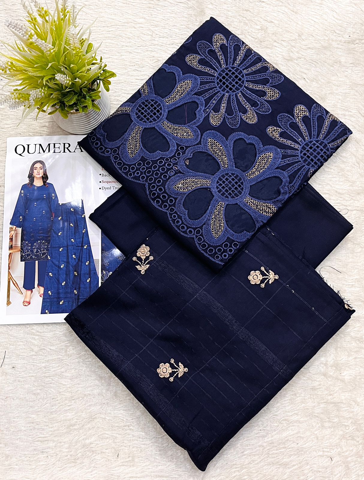 Dhanak Embroidered Winter Suit – 3 Piece