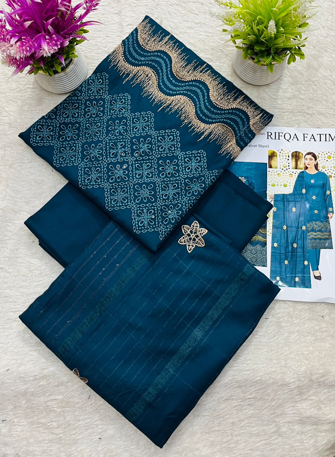 Dhanak Embroidered Winter Suit – 3 Piece