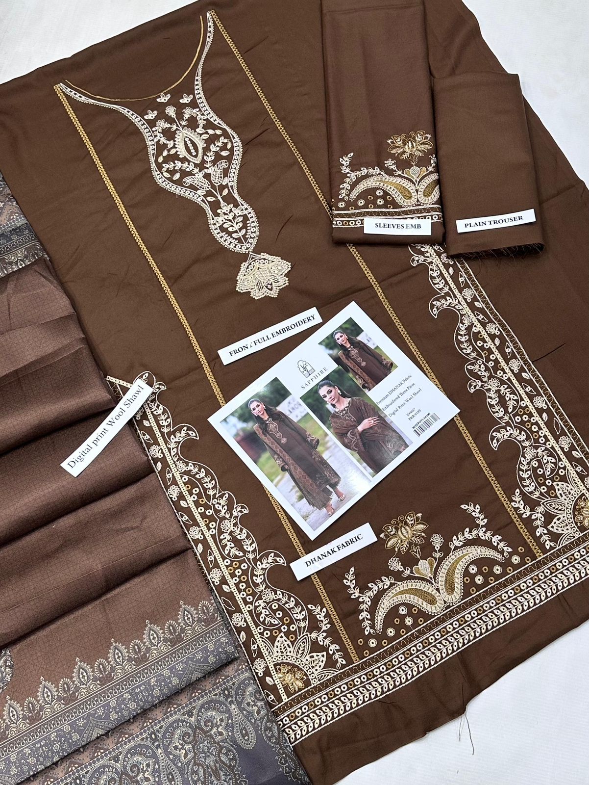 Heavy Embroidered Winter 3 piece suit