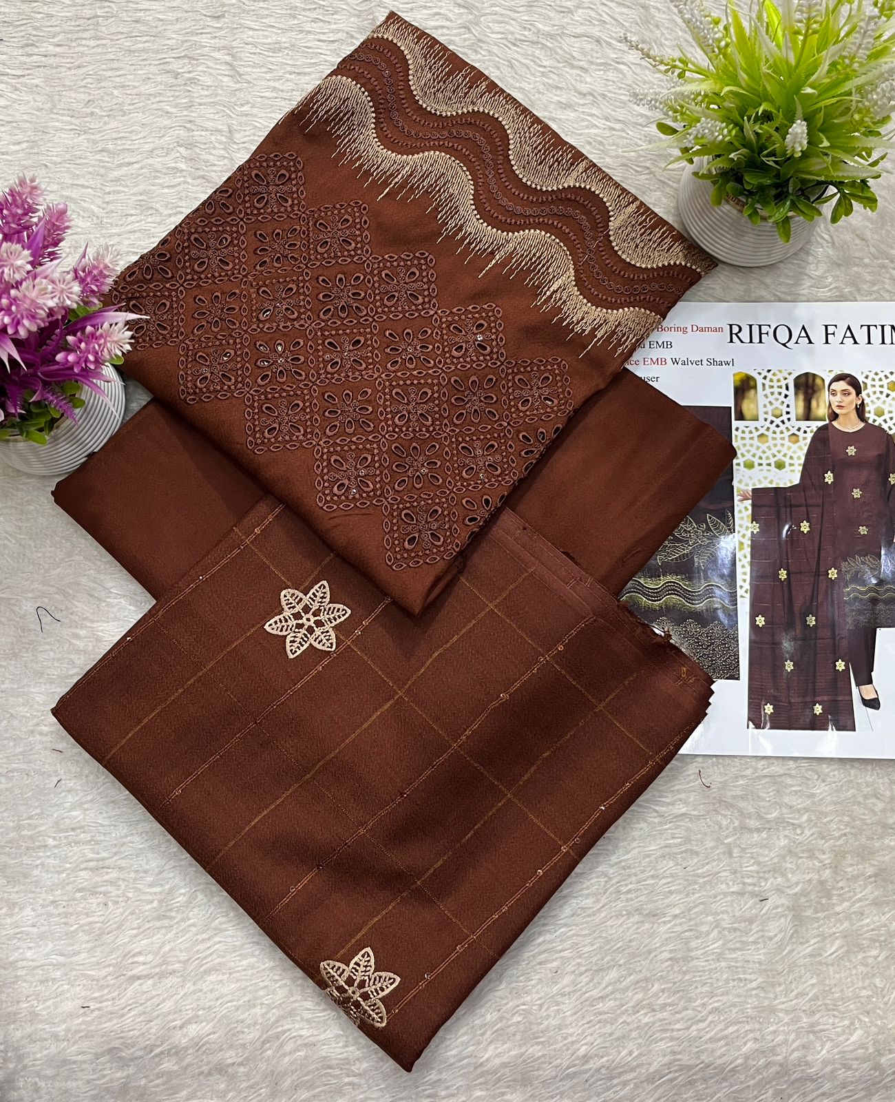 Dhanak Embroidered Winter Suit – 3 Piece