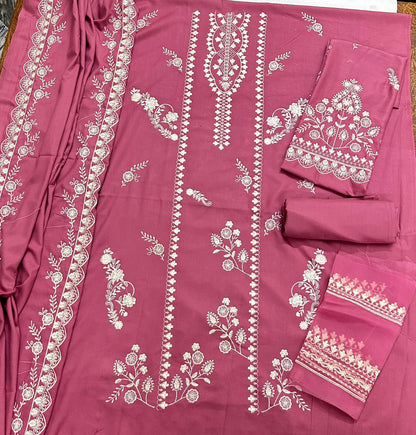 Pure Dhanak Heavy Embroidered 3-Piece Suit