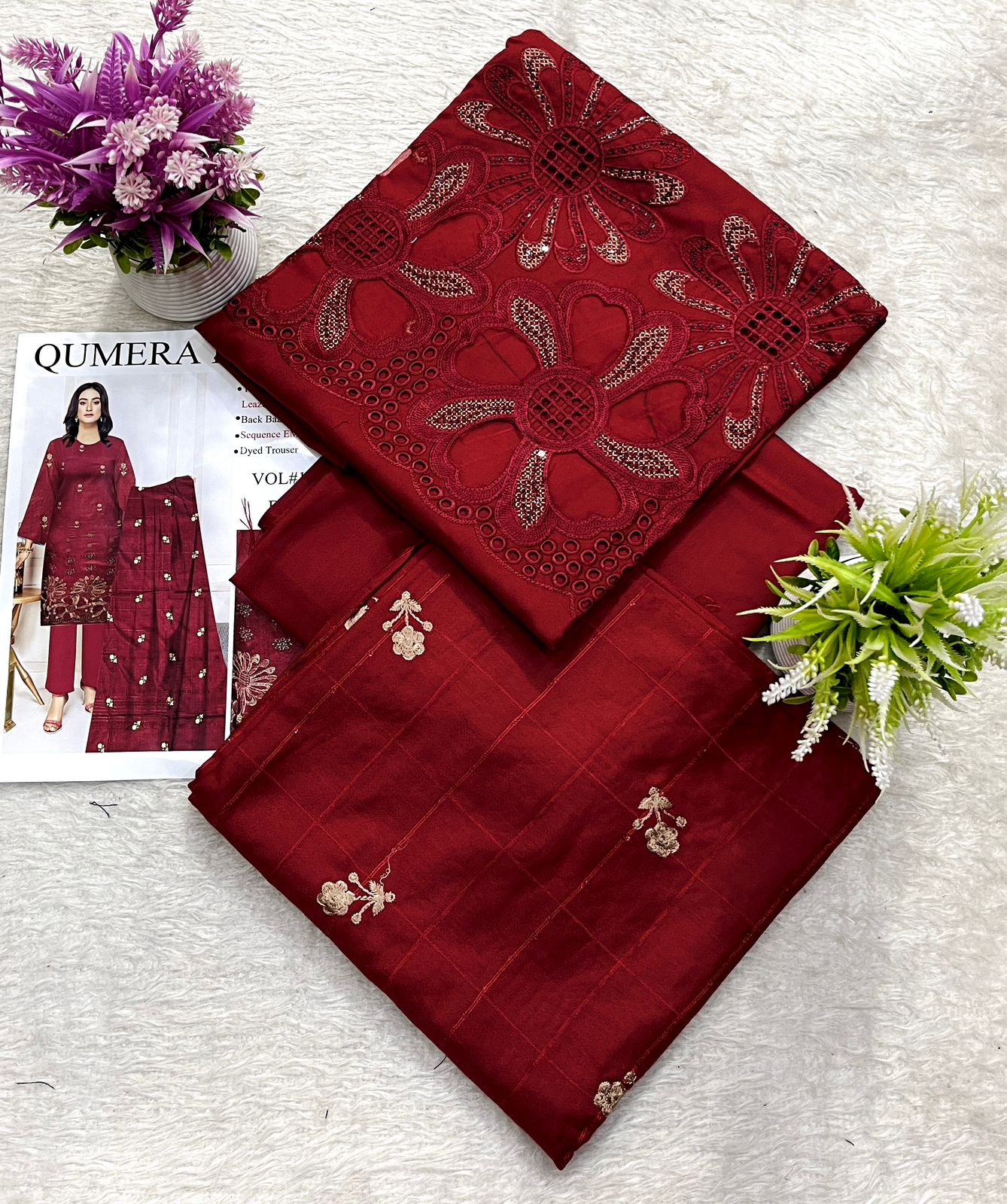 Dhanak Embroidered Winter Suit – 3 Piece