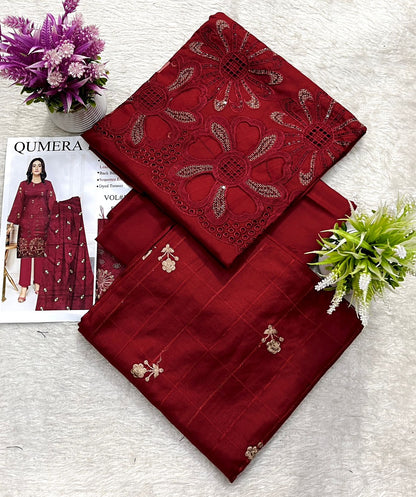 Dhanak Embroidered Winter Suit – 3 Piece
