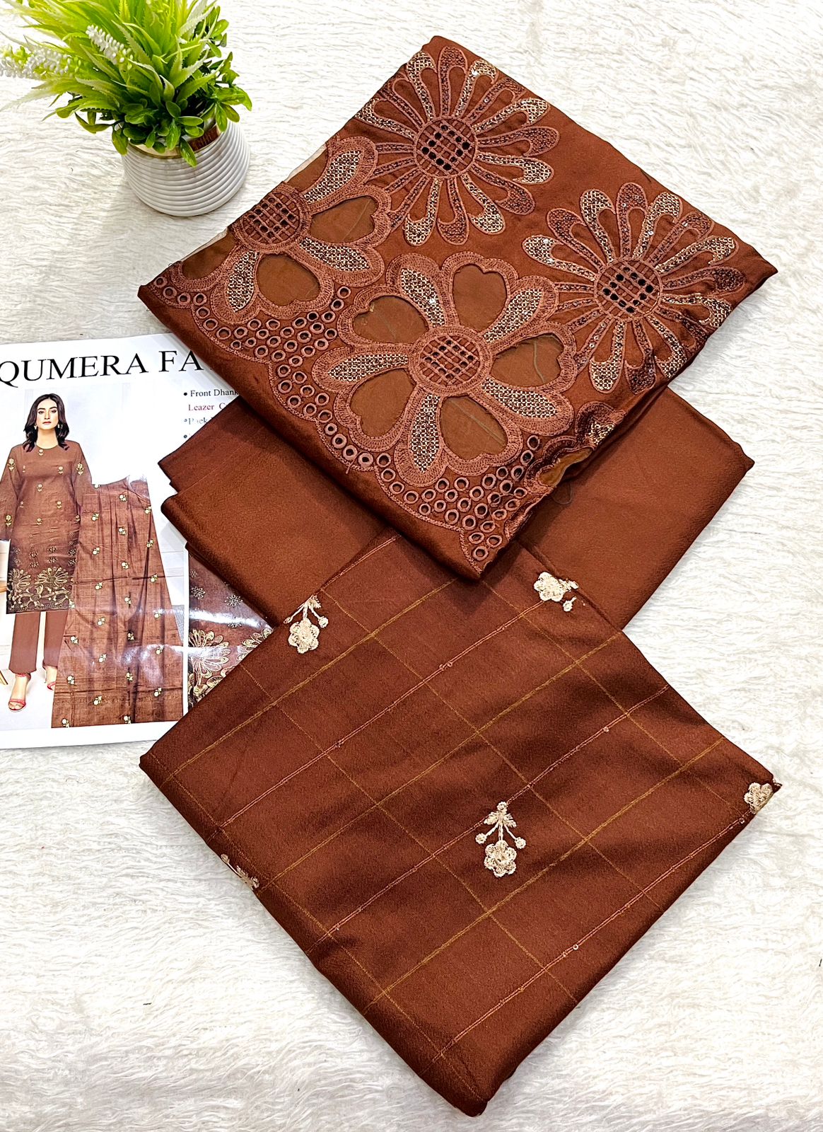 Dhanak Embroidered Winter Suit – 3 Piece