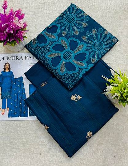 Dhanak Embroidered Winter Suit – 3 Piece