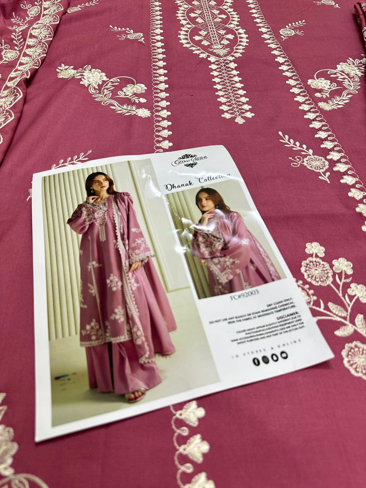 Pure Dhanak Heavy Embroidered 3-Piece Suit