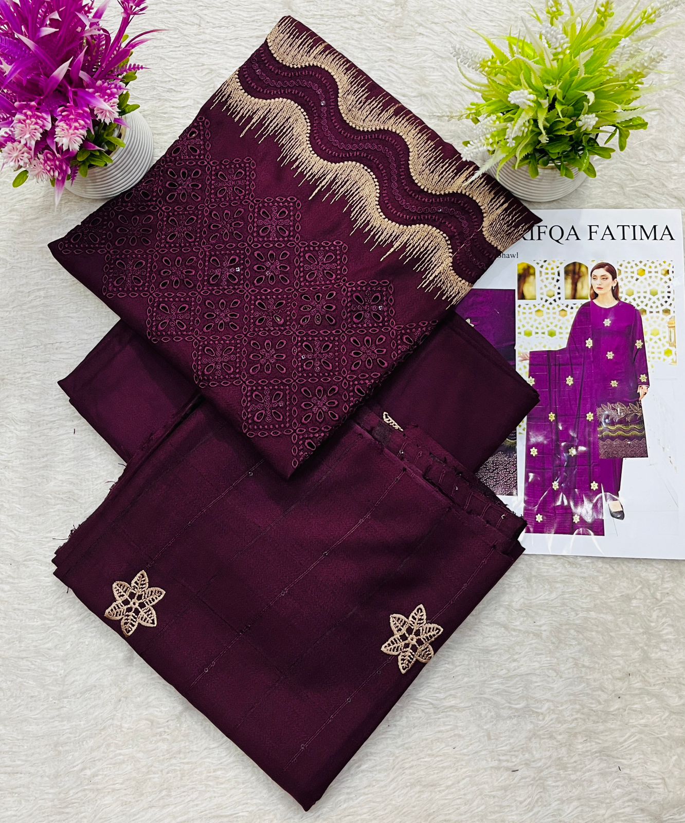 Dhanak Embroidered Winter Suit – 3 Piece