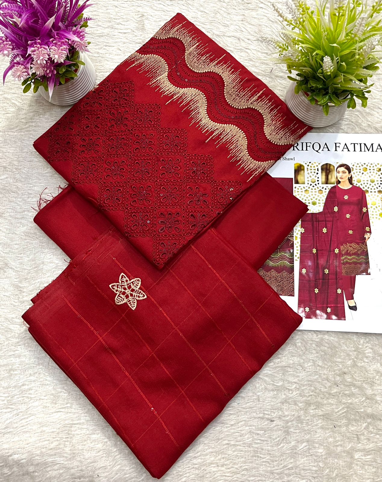 Dhanak Embroidered Winter Suit – 3 Piece